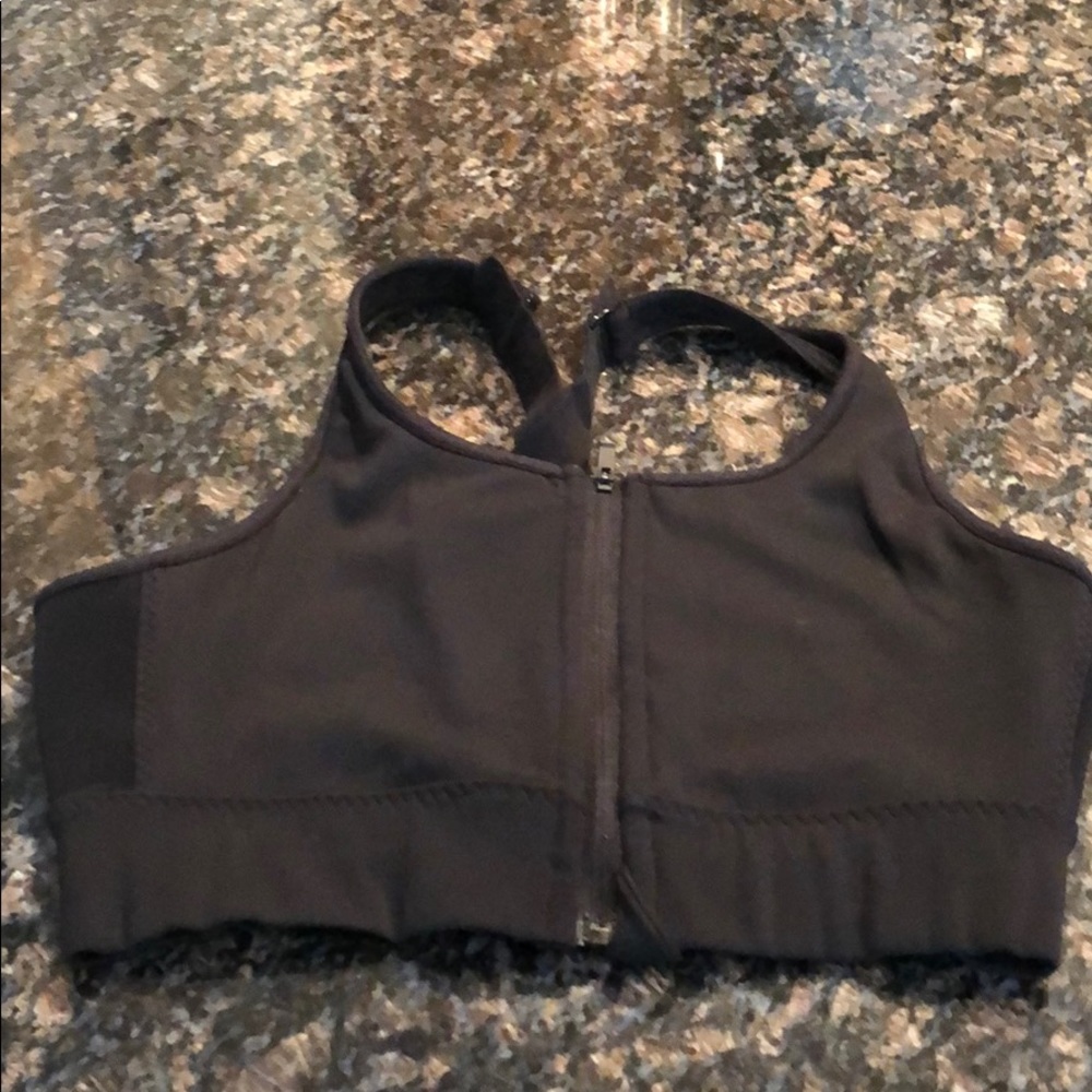 Small front zip black athleta bra